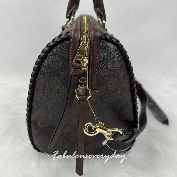 Coach Rowan Large Satchel Bag In Signature With Fringe Walnut/Maple CCE36 NWT - Picture 4 of 10